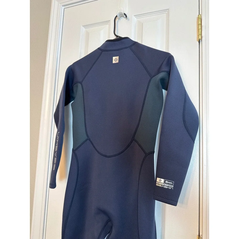Seaskin 2mm Full Body Wetsuit Navy Blue Recyclable Series Front Zip Small Mens